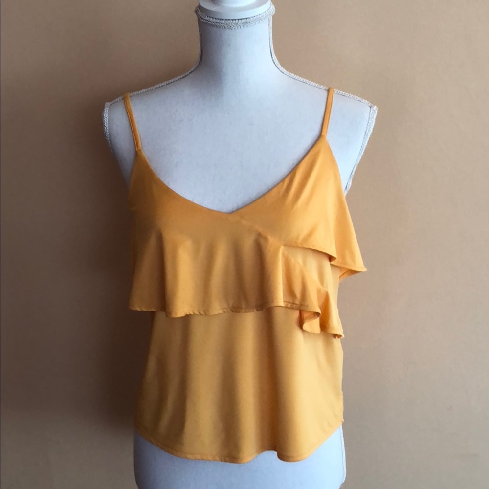 Spaghetti strap top with ruffle detail